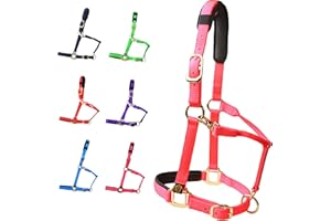 T TEKE Adjustable Horse Halters by Heavy Duty Soft Nylon, Padded with Anti-rubbing Waffle Neoprene on Both Crown & Nose