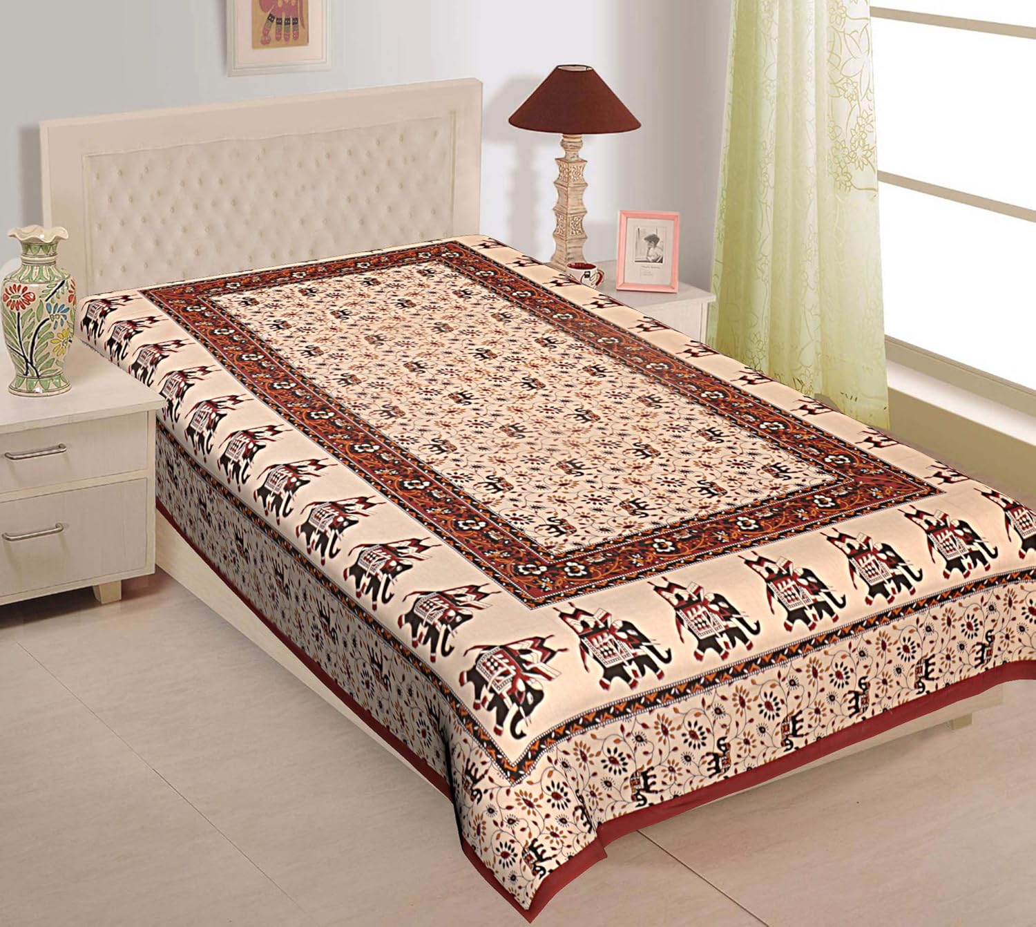 UNIBLISS 100 Cotton Comfort Rajasthani Jaipuri Traditional Single