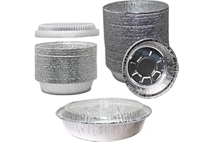 EcoQuality [50 Pack] - 6 Inch Disposable Round Aluminum Foil Take-Out Pans with Plastic Lids Set - Disposable Tin Containers, Perfect for Baking, Cooking, Catering, Cake Pans, Parties, Restaurants