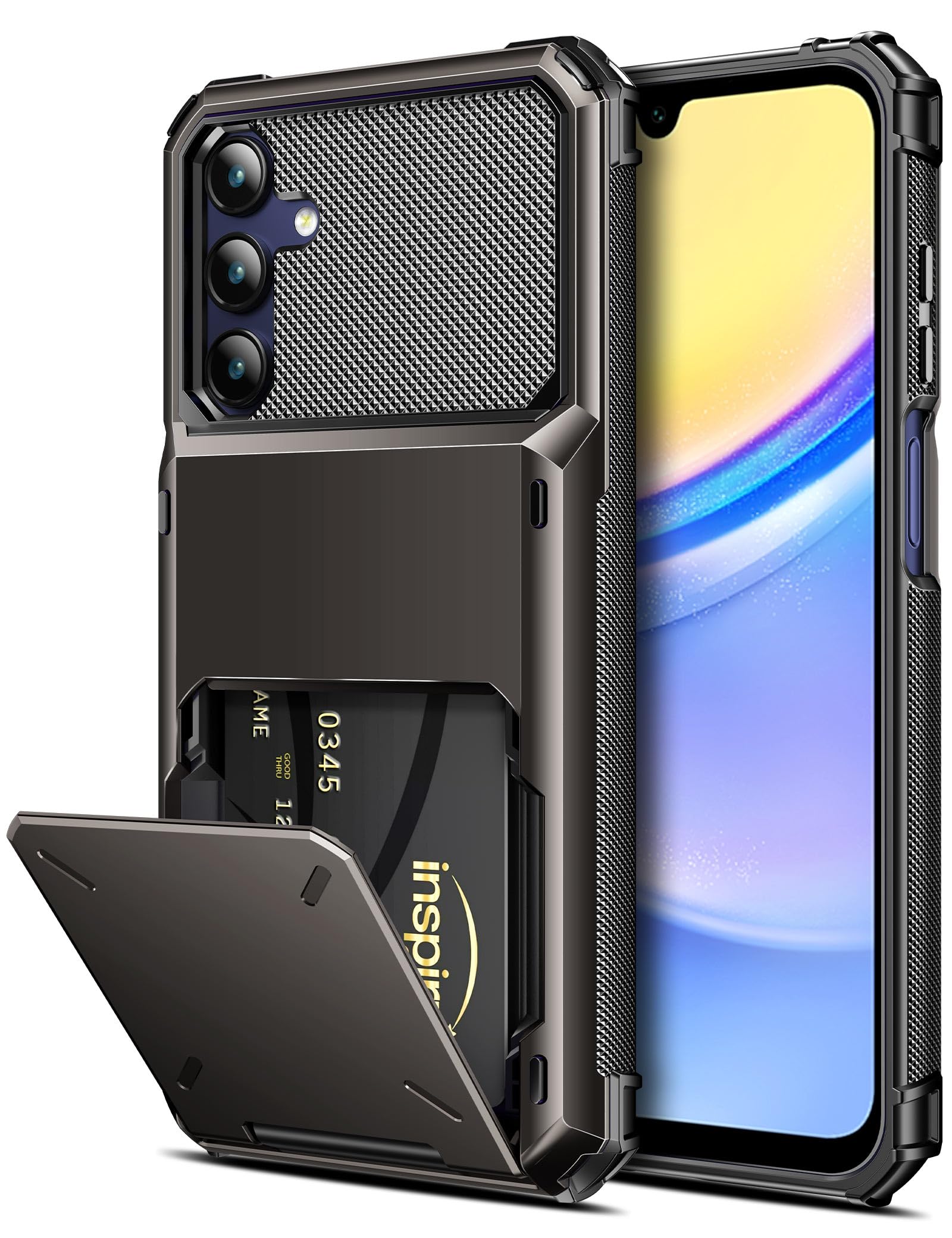 COOYA for Samsung Galaxy A15 Case Wallet 5 Credit Card Holder Slot Flip Cover Galaxy A15 Wallet Case Back Pocket Dual Layer Protective Hard Shell TPU Rubber Bumper for Samsung A15 5G Bronze Gunmetal