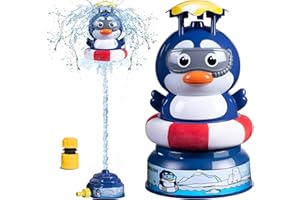 ROHSCE Water Rocket Sprinkler for Kids - Outdoor Games Yard Sprinkler Toy - Water Toys Splash Kids Sprinkler, Summer Fun Sprinkler Rocket for Toddler Ages 3+ Gift Ideas (Penguin)