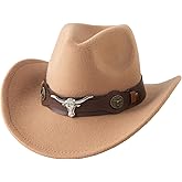 Jastore Kids Western Hats Boys Girls Cowboy Felt Hat Jazz Fedora Cowgirl Hats with Belt Buckle