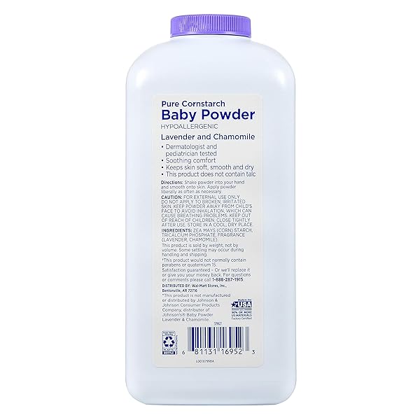 EQUATE PURE CORNSTARCH BABY POWDER WITH LAVENDER AND CHAMOMILE, 22OZ BY JUDASTICE
