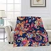 Blanket Boho Paisley Lightweight Soft Throw Blanket for Girls Teens Women, Mandala Flower Fuzzy Blanket Home Room Decor 50x60 Inches