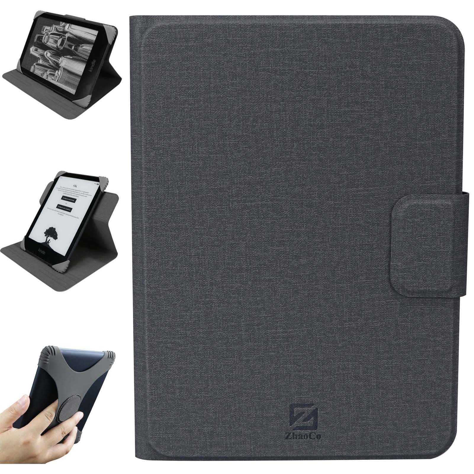 ZhaoCo Universal Detachable Case for 6'' New Kindle 2024/2022, Kobo Nia/Clara 2E / Clara HD, Lightweight Cover with Multiple Viewing Angles - Gray