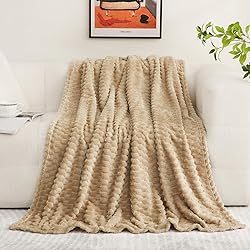 Puncuntex Beige Throw Blanket 60"×80" inches Fuzzy