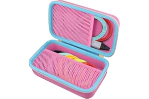 co2CREA Storage Organizer Case for 3D Printing Pen Set, Hard Case Compatible with SCRIB3D P1/Advanced, MYNT3D Super/Advanced, 3Doodler Start+/Flow/PRO and Filament Refill（Pink Case + White Zipper）