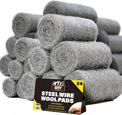 SOL 24pk Fine Steel Wool Pads Metal Scourer for Polishing Rust Paint Prep