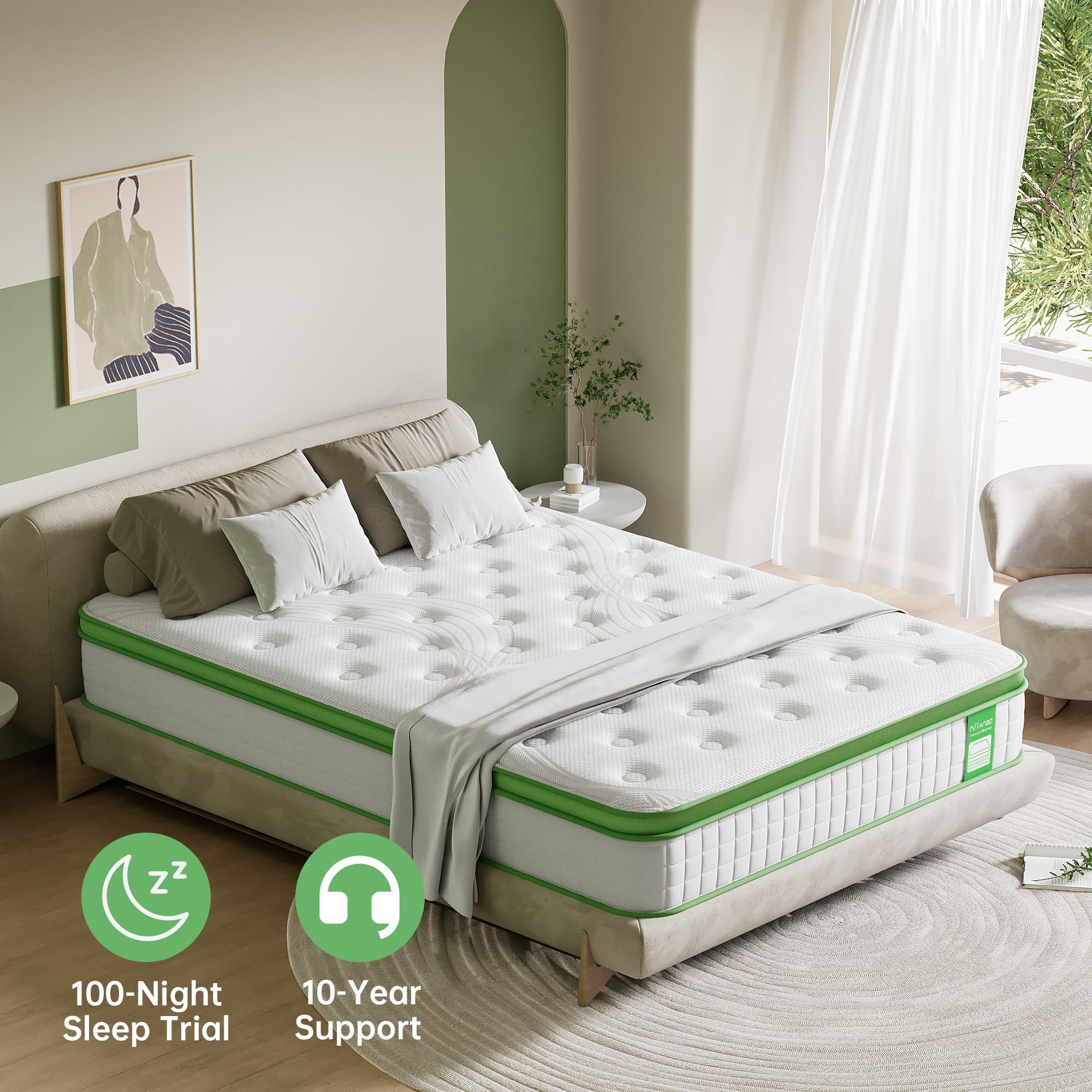 NIXNAP Double Size Mattress, 10 Inch Hybrid Mattress with Gel Memory Foam & Individually Pocket Spring, 9-Zone Orthopedic, Medium Firm for Pressure & Back Pain Relief, 135x190x25cm