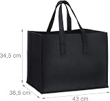 Relaxdays Black Felt Firewood Basket Holder 34.5x43x36.5cm Foldable Tote view 4