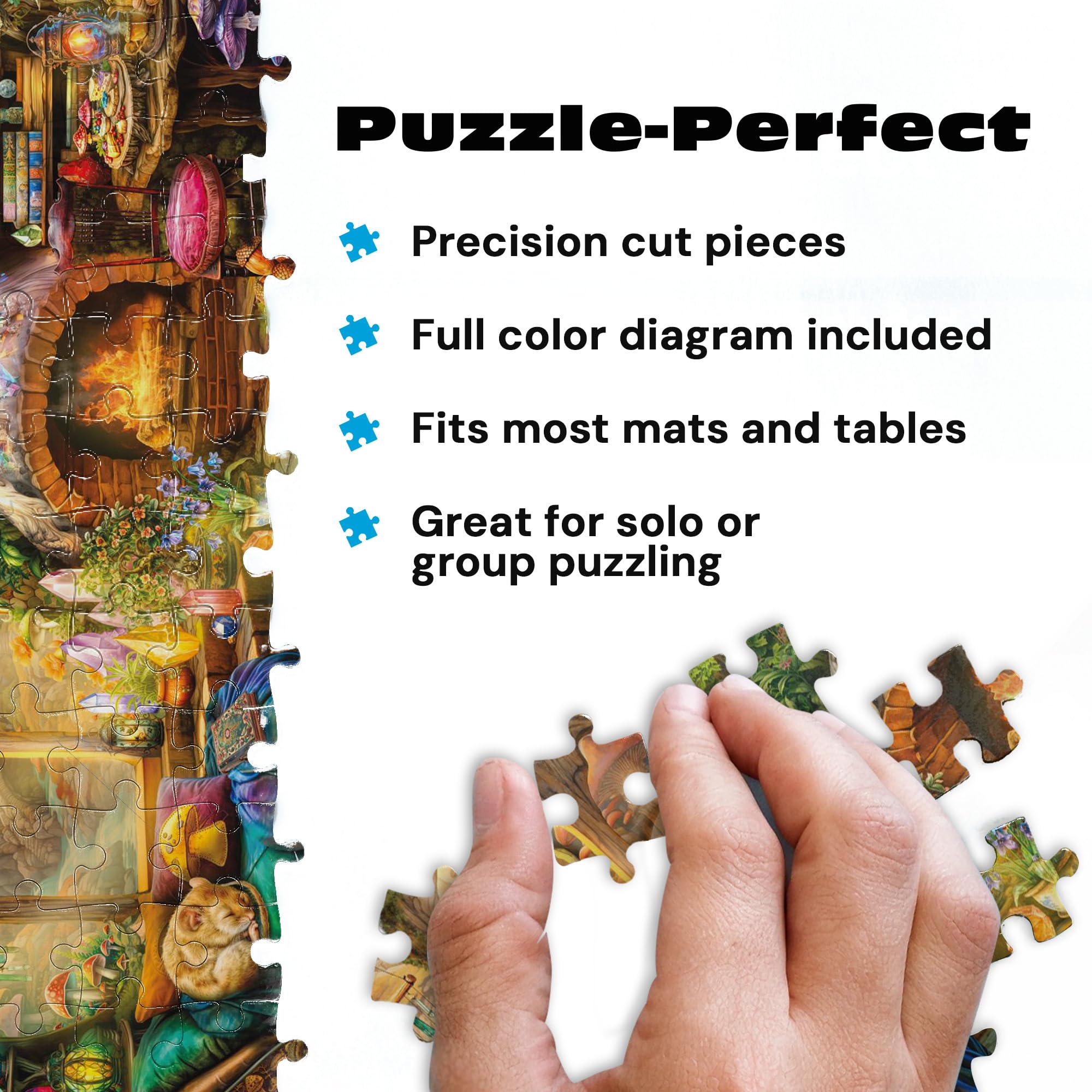 Buffalo Games Jigsaw Puzzles for Adults 1000 Pieces - Aimee Stewart - Merry Mushroom Cottage - Hard Adult Puzzle with Reference Poster, Fun, Unique & Challenging for All Abilities, Large 26.75 x 19.75
