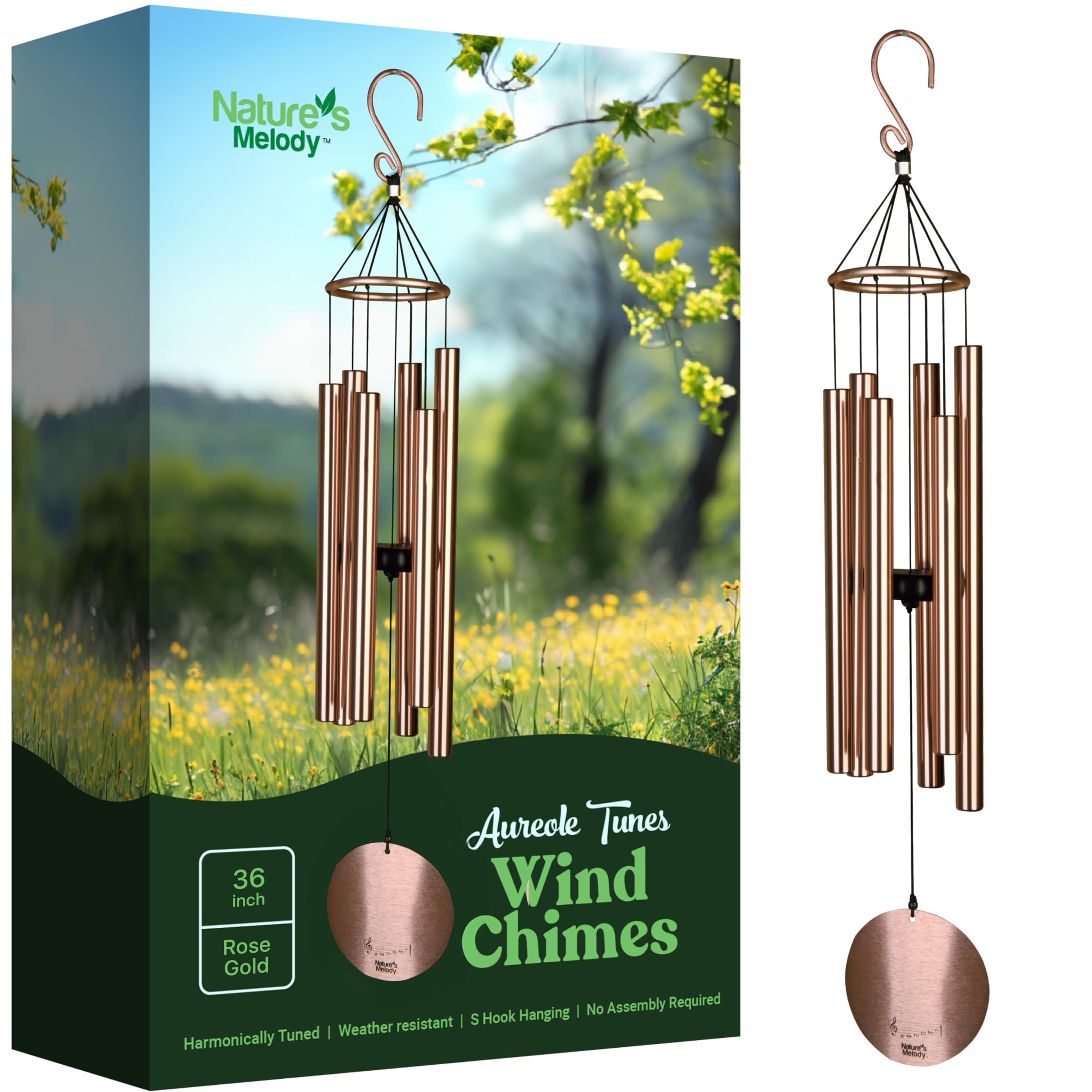 Nature's Melody 36" Aureole Tuned Wind Chime (Rose Gold) — image 1