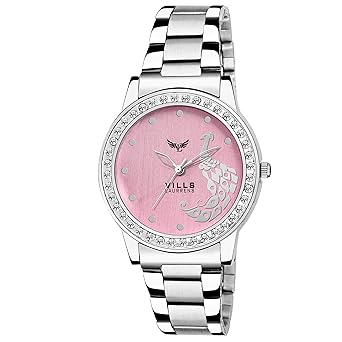 VL-7135 Pink Peacock Designed Dial Analogue Watch for Women and Girls