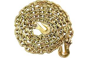SALIFTFE 5/16 Chain Trailer Chains with Hooks, Grade 80 Tow Log Chain 4900 lbs Working Load for Truck Farm Construction(5/16 in x 12FT)