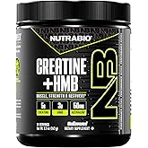 NutraBio Creatine + HMB- Creatine Monohydrate with HMB Powder for Muscle Growth, Increased Strength- 30 Servings (Unflavored)