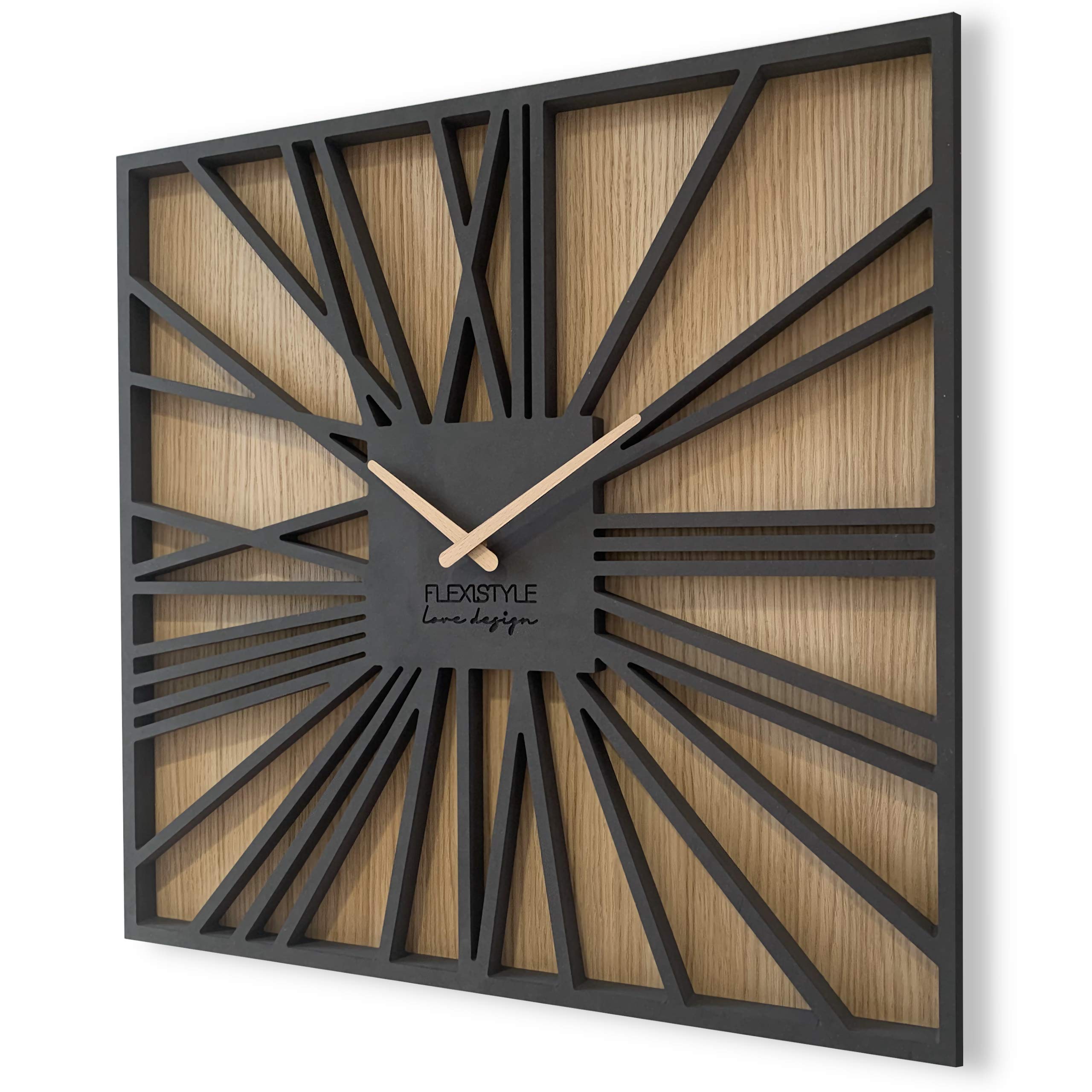 FLEXISTYLE Wall Clock, Engineered Wood, Black (Anthracite), 50 cm