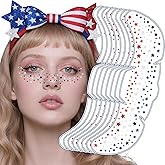 4th of July Outfits for Women - 8 Pack Red White and Blue Freckles Patriotic Face Tattoos | Fourth of July Accessories Shirts Party Favors Decorations