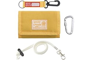 RE ROUGH ENOUGH Rough Enough Kids Wallet for Boys Girls Preppy Teen with Neck Lanyard Keychain Canvas Mustard Yellow