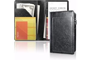 Mymazn Server Book with Photo Pocket, Waiter Book Server Wallet Server Pads Waitress Book Restaurant Waitstaff Organizer, Guest Check Book Holder Money Pocket Fit Server Apron (Black)