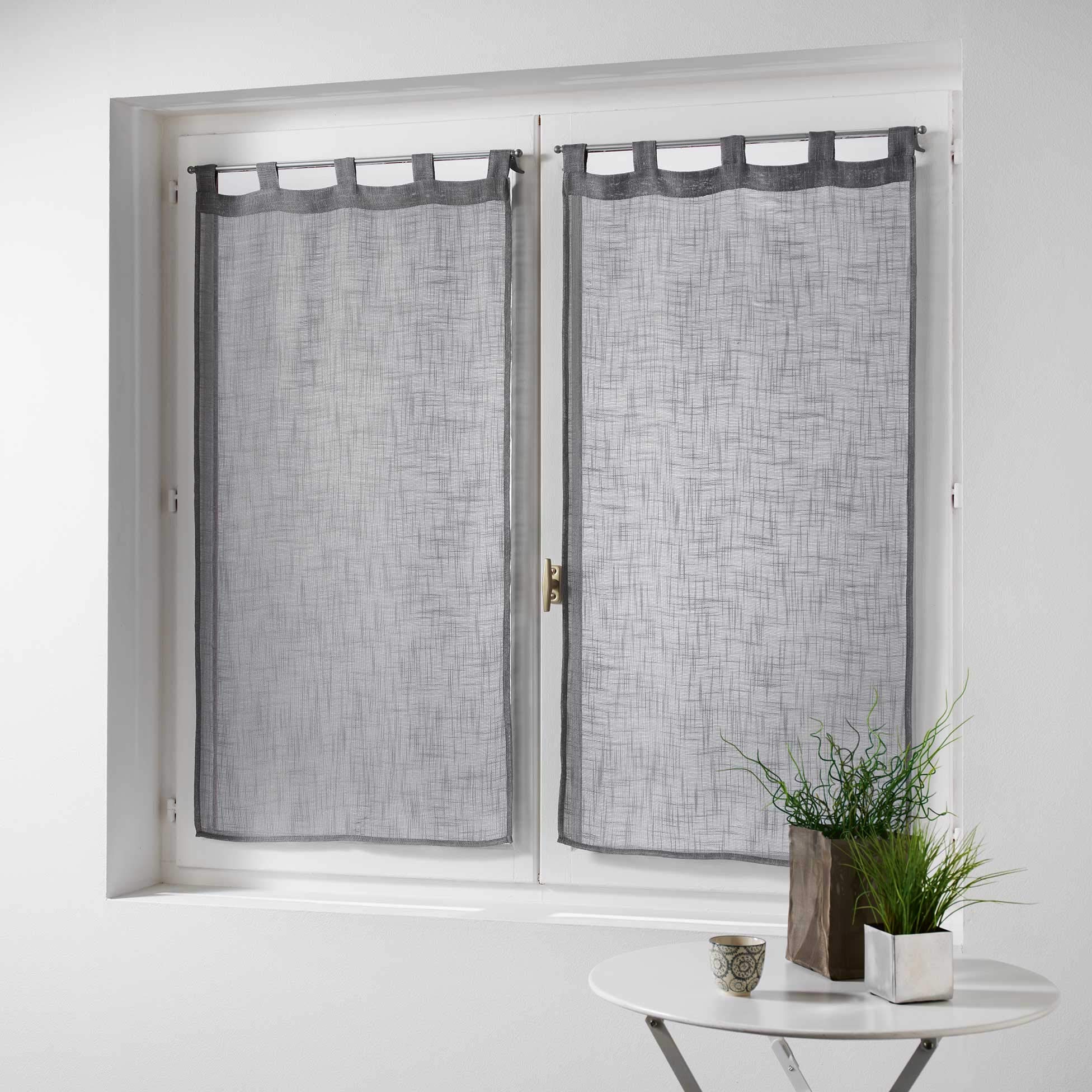 Douceur d'Intérieur Haltona Linen Effect Pair of Straight Loops 2 x 60 x 160 cm Grey