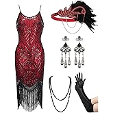 YESSA Women's Flapper Dresses 1920s,Great Gatsby Dresses Sequin Fringe Cocktail Dress Roaring 20s Dress for Harlem Nights
