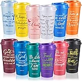 FillTouch 12 Pcs Christian Cups Bulk for Women, Christian Gifts Coffee Mugs with Bible Verse 16oz Religious Tumblers Spiritual Cups for Prayer Church Thankful Gifts (Bible,Colorful)