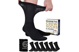 Pembrook Diabetic Socks Men and Women - Non Binding Neuropathy Socks for Men | Black - 6 Pairs