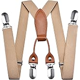 Branduce Solid Color Baby Boy Suspender with 4 Strong Clips Adjustable Kids Y Back Suspenders