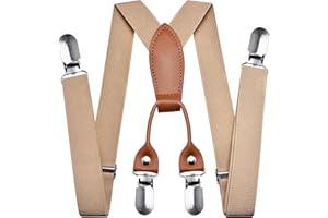 Branduce Solid Color Baby Boy Suspender with 4 Strong Clips Adjustable Kids Y Back Suspenders