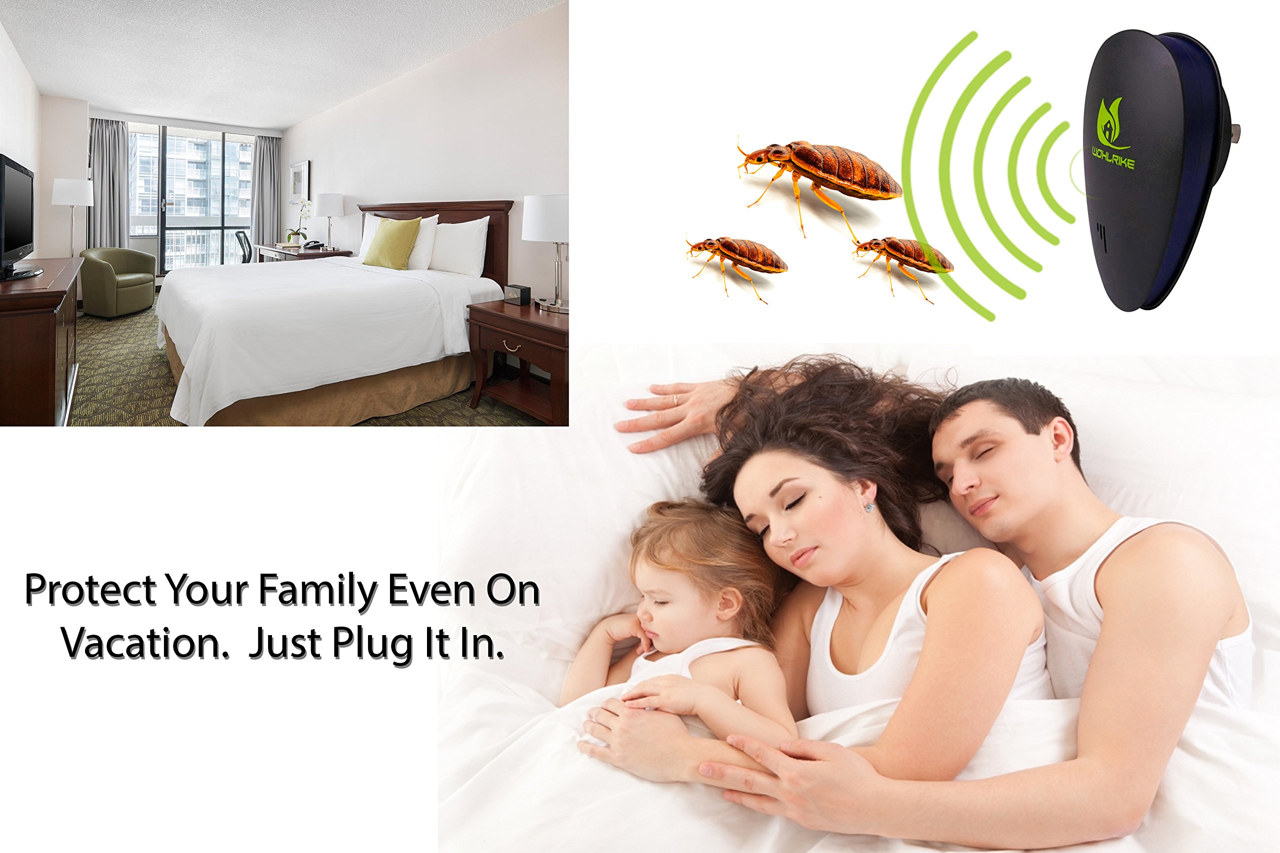 WOHLRIKE Ultrasonic Pest Repellent Plug-In Kit –Portable, Compact, Truly Effective & Non Toxic Insect Repeller Control –For Mosquitoes, Ants, Mice, Rats, Flies, Bees, Bugs, Fleas, Roaches & More