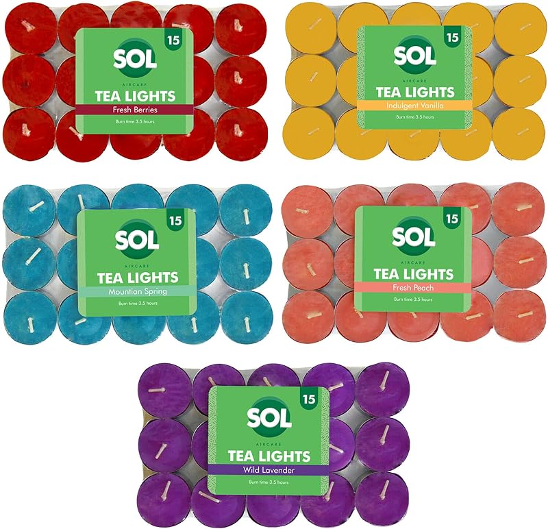 SOL 60pk Scented Tealight Candles - 3.5 Hour Burn Time, Mixed Scents, Home Decor