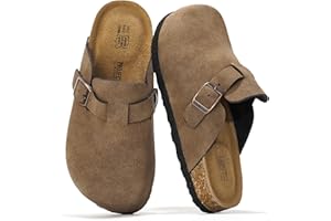 Project Cloud 100% Genuine Leather Kids Clogs with Cork Footbed Arch Support - Non-Slip Slippers & Sandals for Boys & Girls Footwear