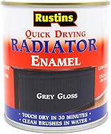 Rustins Quick Dry Radiator Enamel Gloss Grey 500ml - Heat Resistant Finish