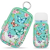 Mcapirivo Butterfly Floral Hand Sanitizer Spray Case, Cute Hand Sanitizer Holder Zippered Pouch, Fashion Accessory with Snap Hook for Glow Mist and Power Mist 1FL OZ