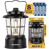 LUXPRO Retro Outdoor Lantern, Battery Lamp Camping Lantern, Black, 2 Pack | Battery Powered Lights for Home, Tent, Portable, Emergency Light, Camping Necessities, Led Lantern Camping Lamp