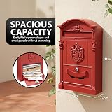 ZENO Red Wall Mounted Letter Box with 2 Keys Large Postbox Classic view 3