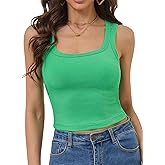 QIANXIZHAN Women's Cute Crop Tank Tops,Square Neck Croped Top Summer 2025 Camisole Sleeveless Clothes