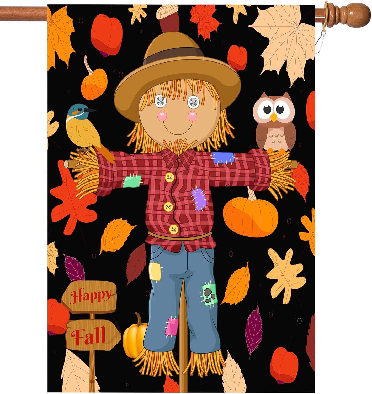 Fall House Flags Double Sided Autumn Flag Scarecrow Harvest Pumpkin Yard Decorations Happy Fall Garden Flags 28 x 40 Inch Large Fall Yard Flags with 2 Grommets