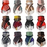 Shyyween Christmas Women's Plaid Scarf Bulk, Winter Cashmere Feel Blanket Scarf with Tassel Edge Warm Thick Large Wrap Shawls Gifts for Women Men Cold Winter Weather