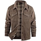 Flygo Mens Flannel Lined Denim Jacket Snap Cowboy Cut Western Classic Slim Fit Vintage Heavy Duty Jacket Trucker Coat
