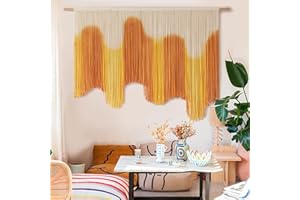 IOWER Macrame Wall Hanging Yellow Dip-Dyed Large For Living Room Boho Macrame Wall Decor 59" Wx37 L