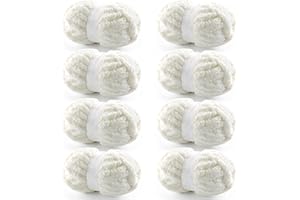 NDICANG 8 Pack Chunky Chenille Yarn for Hand Knitting and Crocheting - Jumbo Fluffy Blanket Yarn - Super Bulky 28.4 Yds 7.7 Oz Each Skein (Milky White)