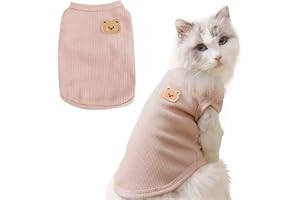 MAQILO Waffle Knit Cat & Dog T Shirt for Small Dogs, Stretchable Puppy Shirt for Sphynx Cats & Small Breeds, Pet Clothes | Breathable Summer/Winter Apparel for Newborn(Pink Large)