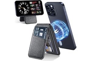 TIESZEN Magnetic Wallet Compatible with Magsafe, Stronger Magnetic Phone Wallet & Card Holder for iPhone 15/14/13/12 Series, Flexible Adjustable Leather Wallet Stand with 4 Card Holders, Black