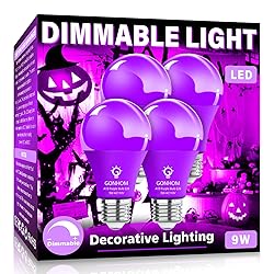 Gonhom 4 Pack A19 LED Purple Light Bulb,9 Watt