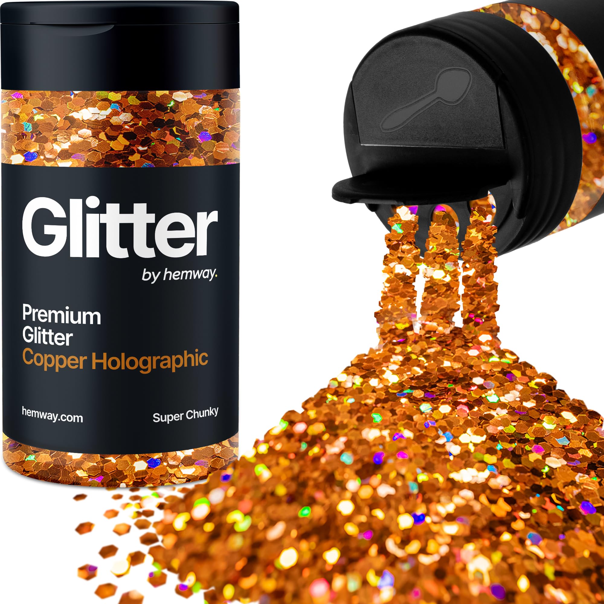 Holographic Copper Glitter Shaker, 130g Super Chunky Glitter, Crafts 1/8" Metallic Flake Copper Sequins, Resin & Epoxy Crafts, Decorating, Halloween, Christmas Nail, Face, Hemway — image 1