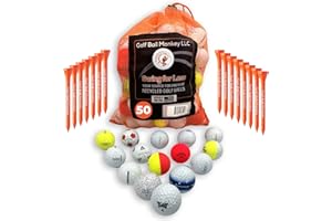 Golf Ball Monkey Pro Series Brand Golf Ball Variety Mix- Pack of Recycled & Used Pro Golf Balls from Top Brands in a Mix of Mint & Near Mint Condition w/ 15 Tees &MeshBag -Bulk Golf Tees and Balls Set