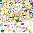 JULBEAR Bulk Easter Foam Stickers, 900Pcs Spring Decorative Glitter Self Adhesive Egg Bunny Chick Flower Butterfly Foam Shapes Stickers for Arts Crafts Cards Easter Home Party Decorations Supplies