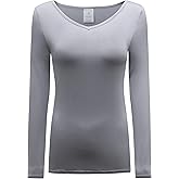 OThread & Co. Women's Long Sleeve T-Shirt V-Neck Basic Layer Stretchy Shirts