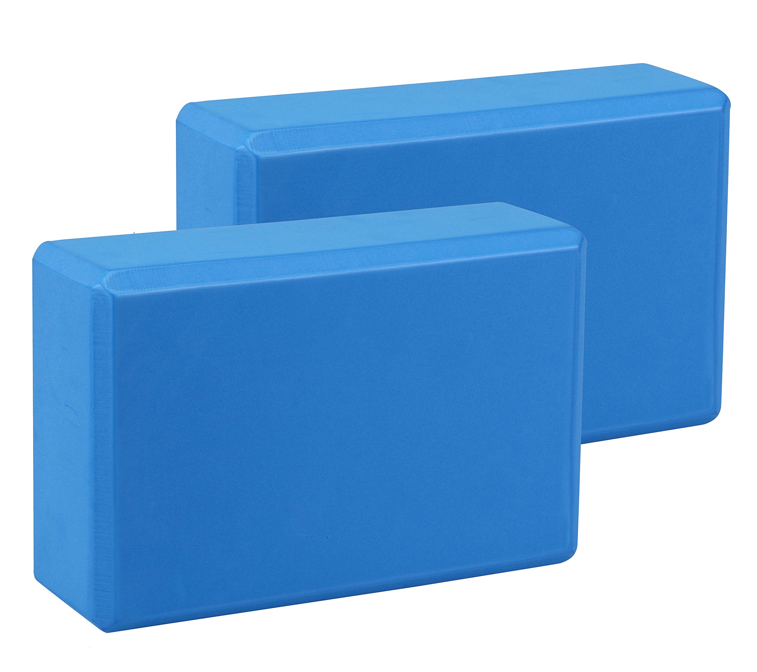 EXERZ Yoga Blocks 2pcs Gym Bricks -Comfortable Fitness Yoga Bricks, Anti-Slip, Lightweight and Travel Friendly Pilates Practice (Blue)